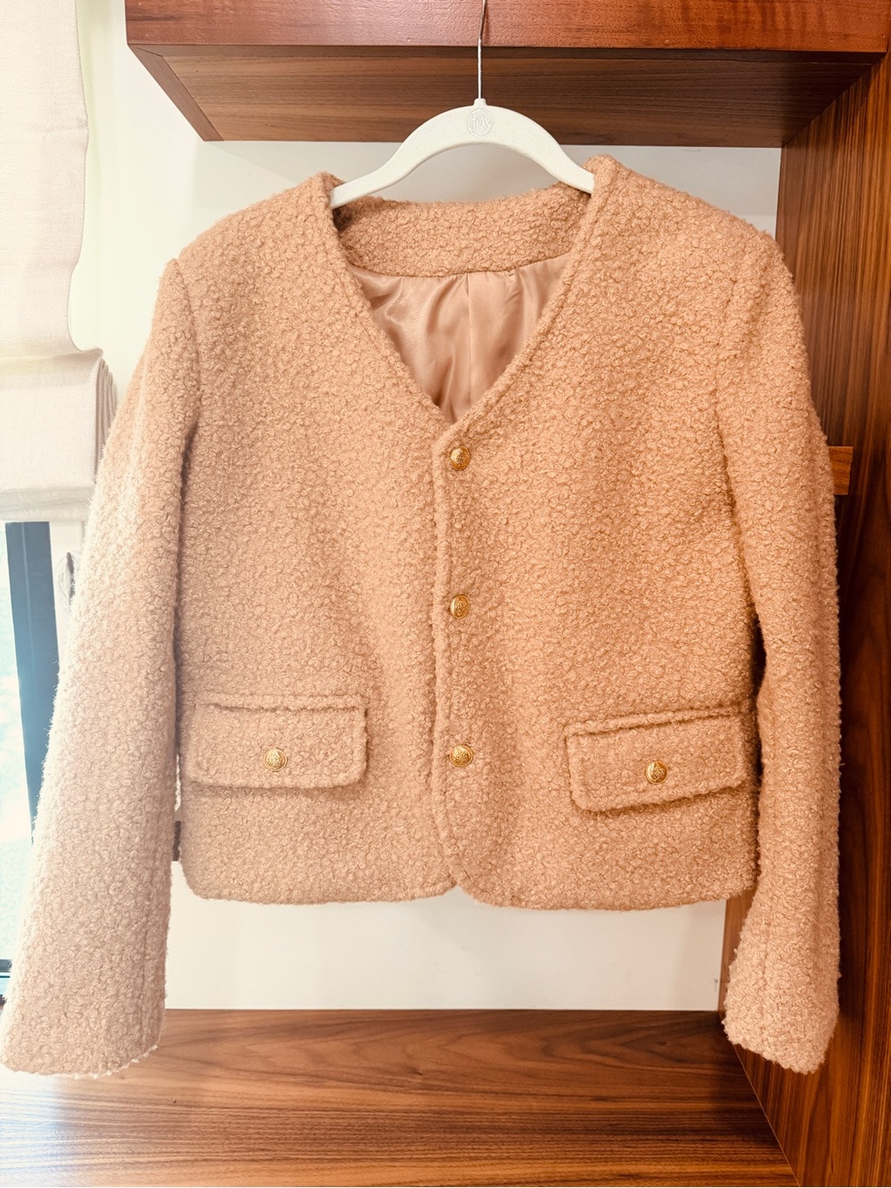 Women's Camel Bouclé Blazer Jacket